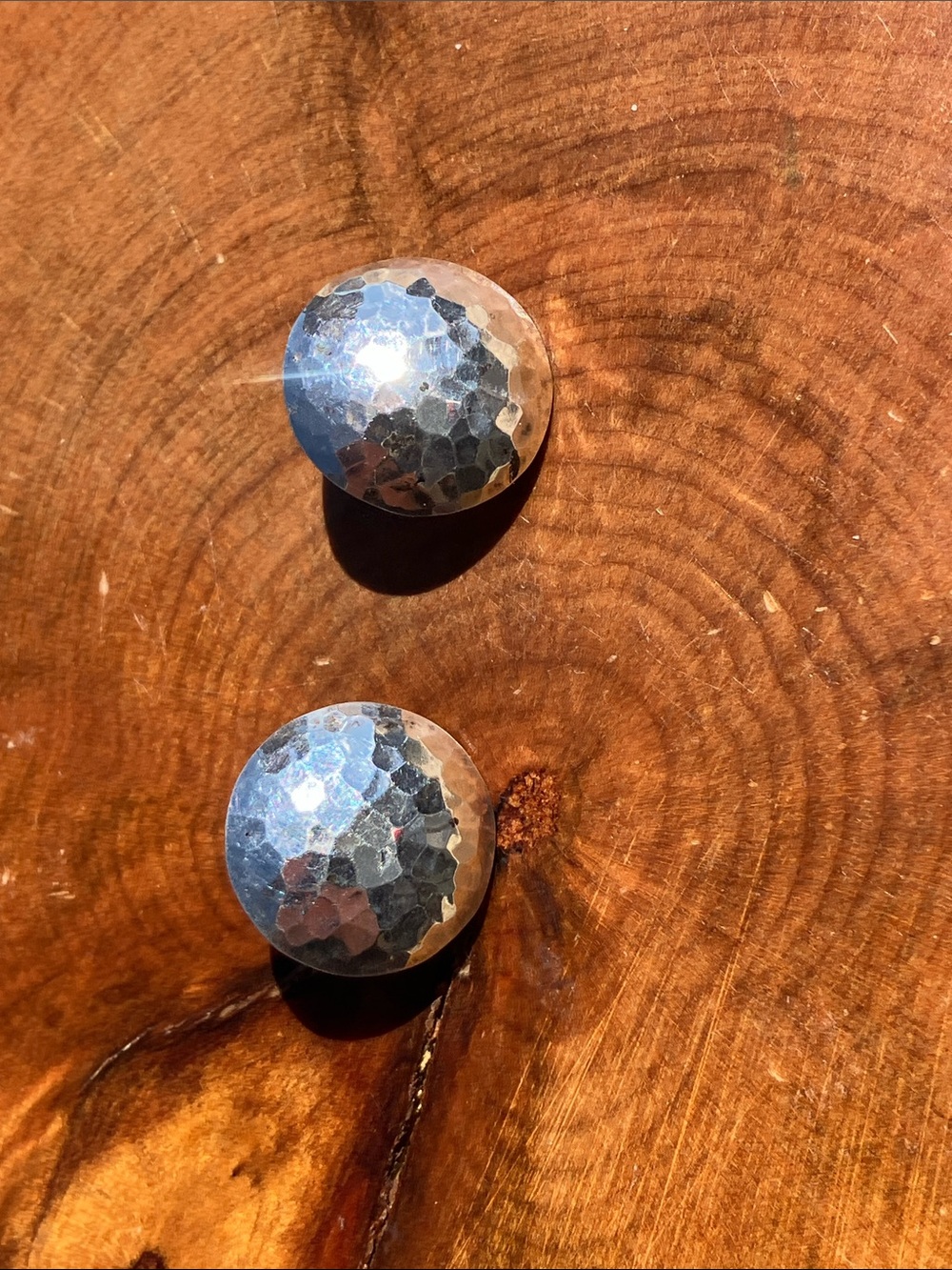 Vintage Hammered Sterling Silver Dome Stud Earrings